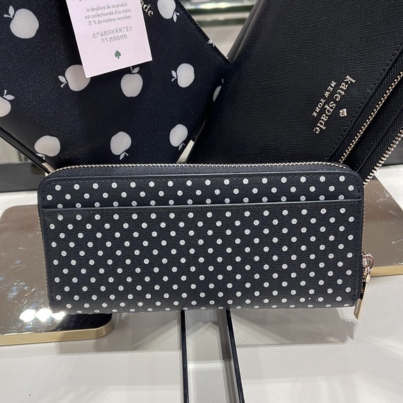 Kate Spade Spencer Metallic Dot Slim Continental Wallet in Black Multi k4546 - Picture 4 of 16